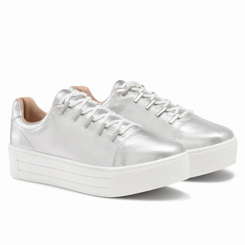 Russell And Bromley Barfly Platform Sneakers Dame Metallic | EQX5495YU