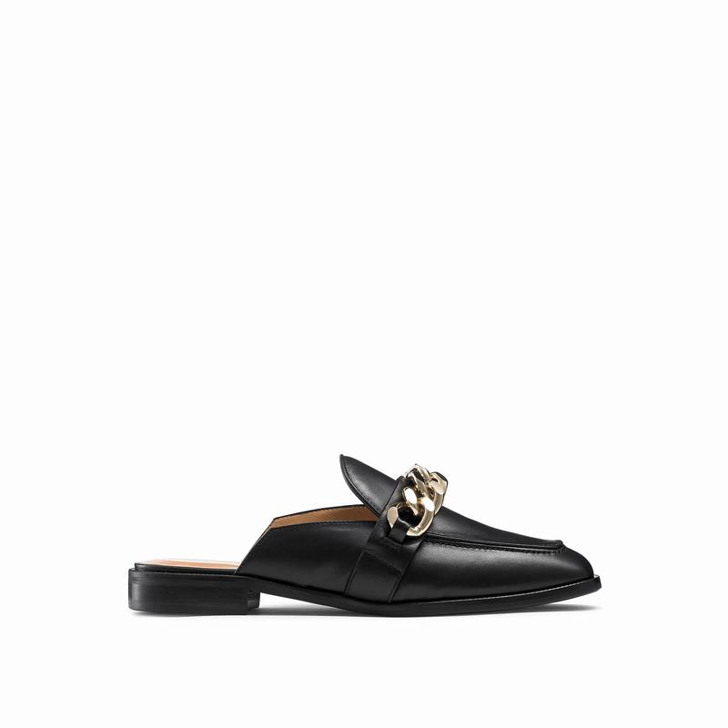 Russell And Bromley Chainmule Mokkasiner Dame Sort | SDG182ZR