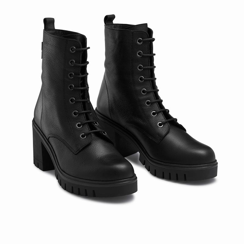 Russell And Bromley Combat Hi Ankelstøvler Dame Sort | XTW1710CP