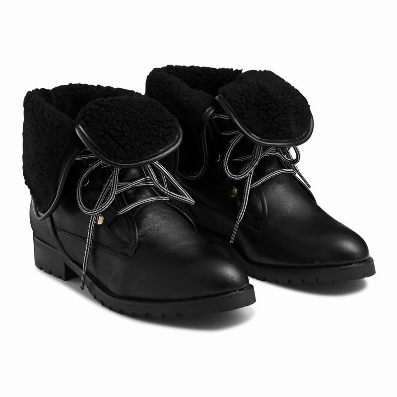 Russell And Bromley Cuddly Snørestøvler Dame Sort | TZO4329SZ