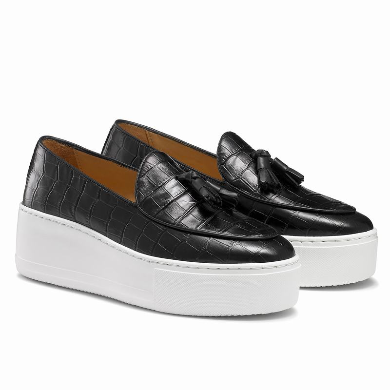 Russell And Bromley Moc Up Slip On Sneakers Dame Sort | XAK2673EB