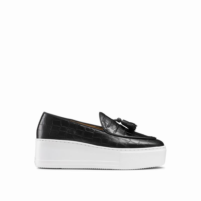 Russell And Bromley Moc Up Slip On Sneakers Dame Sort | XAK2673EB