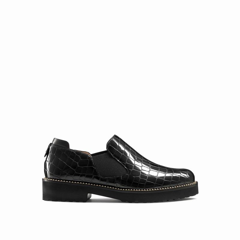 Russell And Bromley Grid Mokkasiner Dame Sort | UGB376SQ