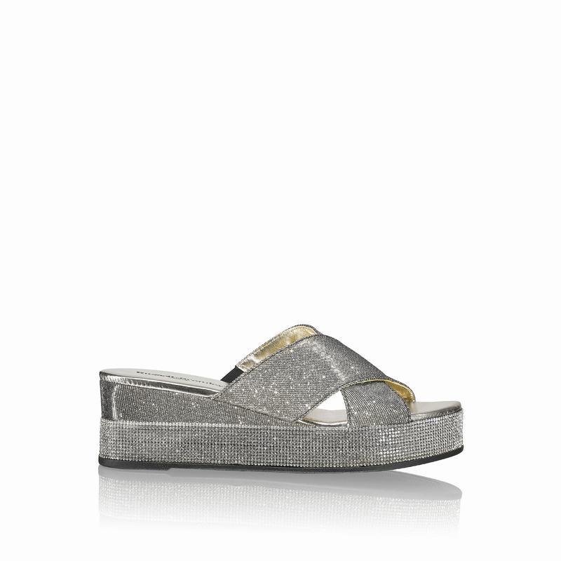 Russell And Bromley Plaza Luxe Kilehæl Sandaler Dame Metallic | MID8631PC